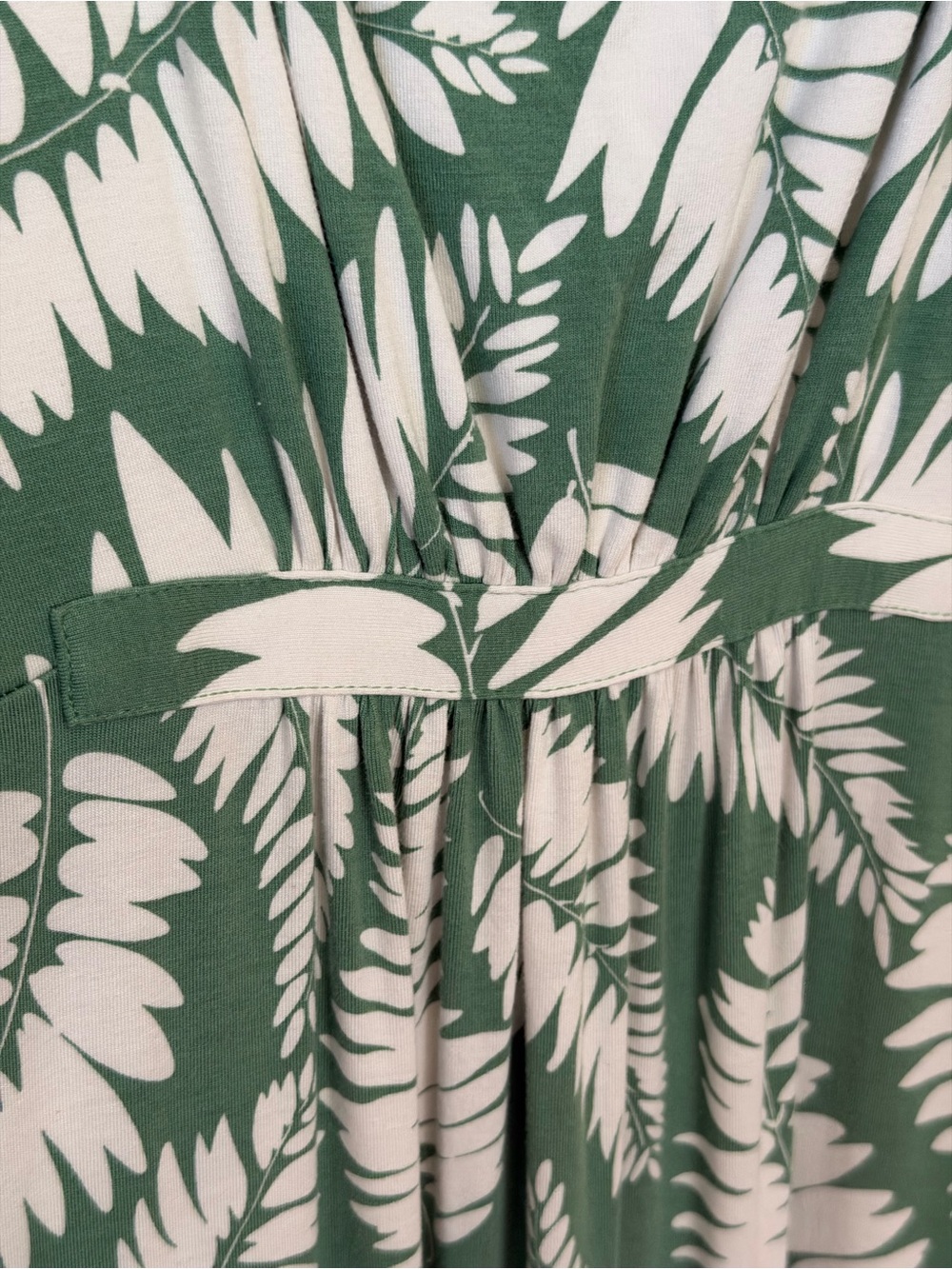 Boden Green and White Leaf-Print V-Neck Maxi Dress - Picture 4 of 7